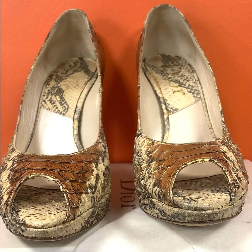 Dior Python Peep Toe Pumps - image 6
